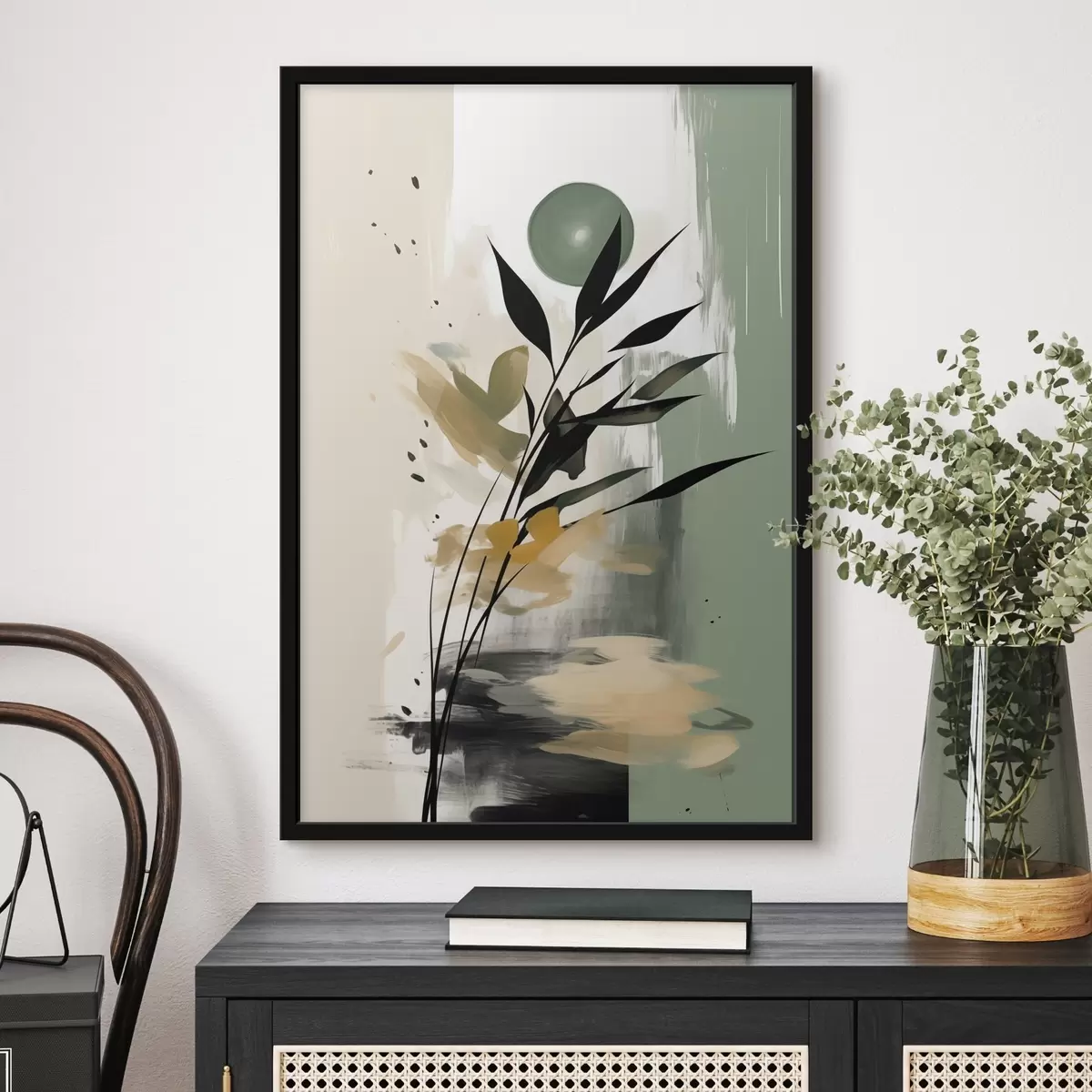 Poster Abstractie met een plant f46784