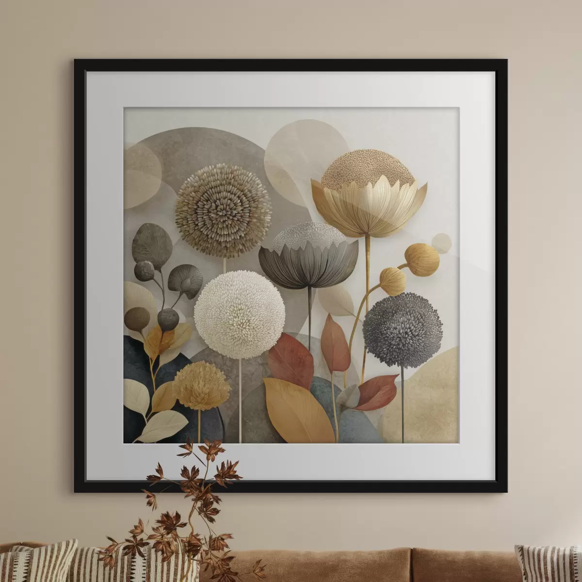 Poster Amberkleurige bloemen f46788