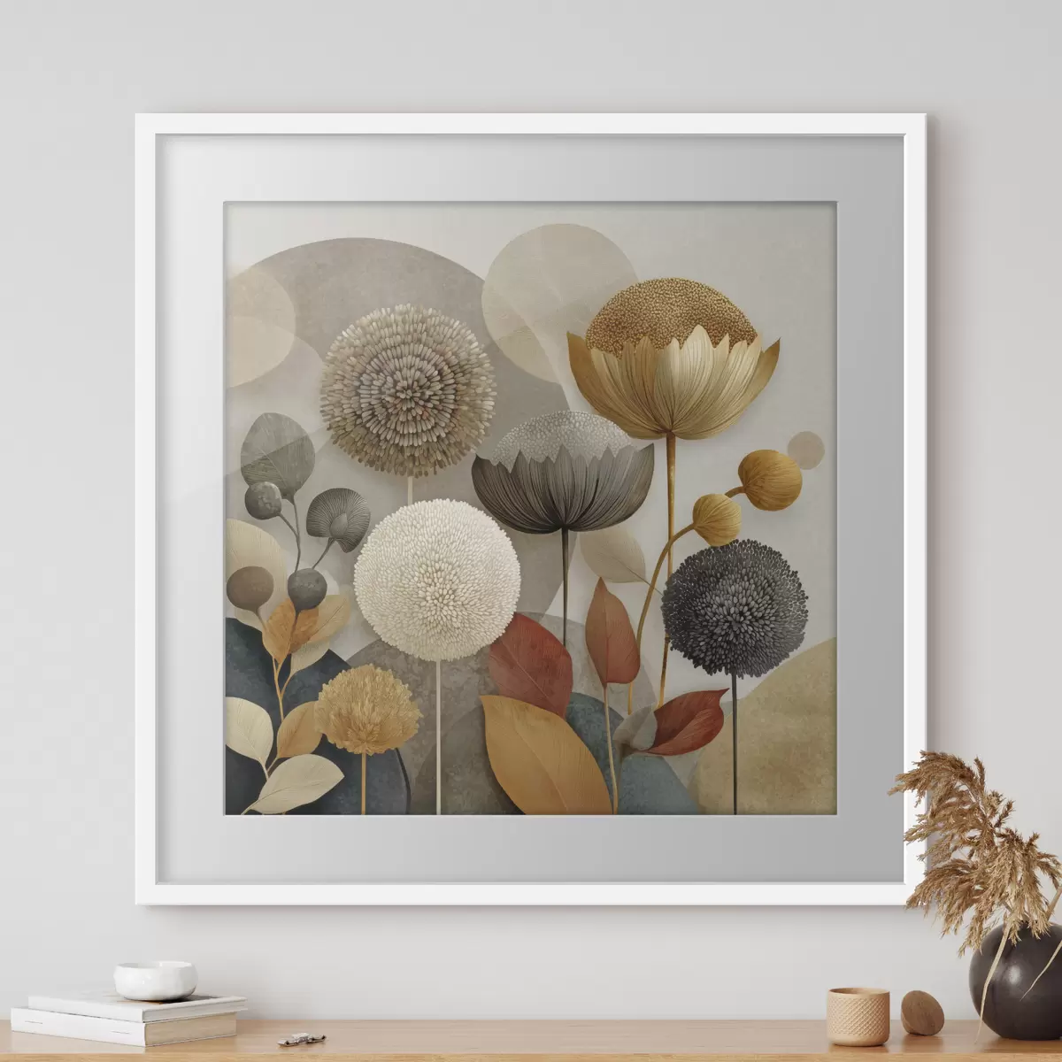 Poster Amberkleurige bloemen f46788