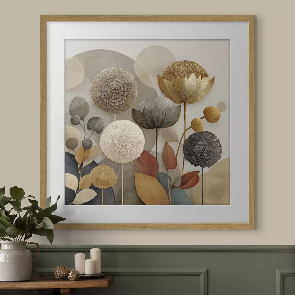 Poster Amberkleurige bloemen f46788