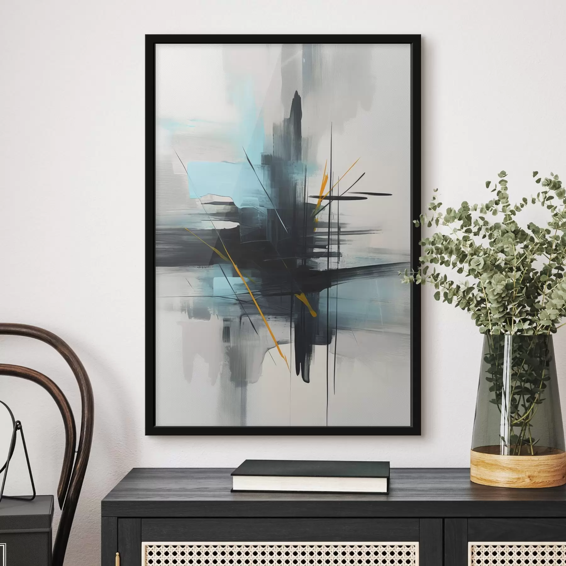 Fotobehang Abstractie met imitatie van spatten en penseelstreken f46789