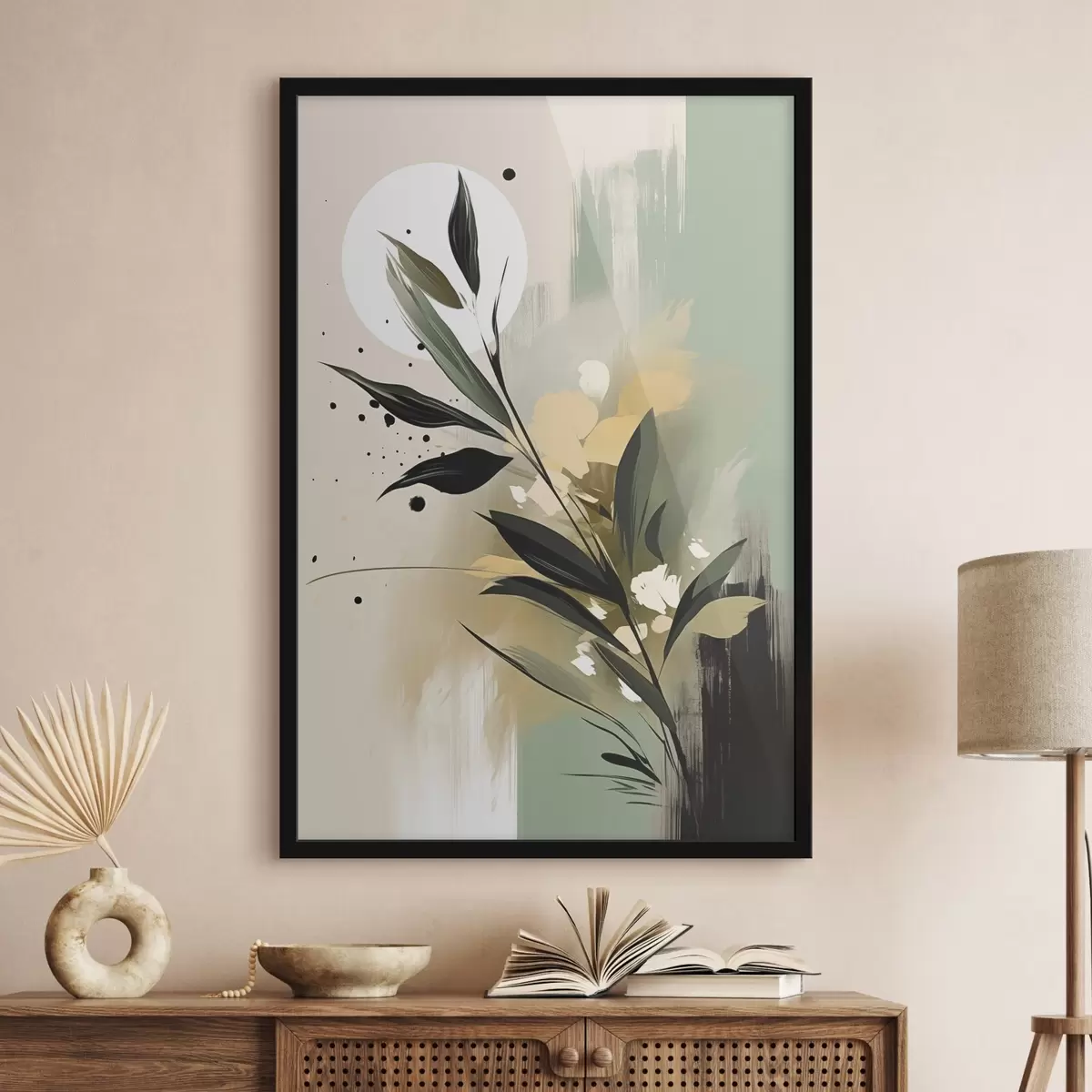 Poster Abstractie met een plant f46790