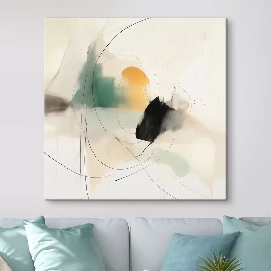  Schilderijen Zachte dynamiek van kleuren en lijnen in een luchtige abstracte stijl s46641