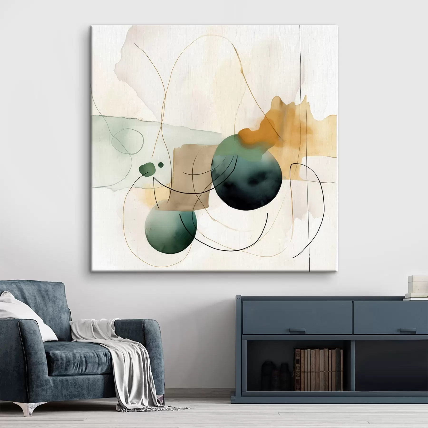  Schilderijen Ritme van ronde silhouetten in een moderne aquarelstijl s46648