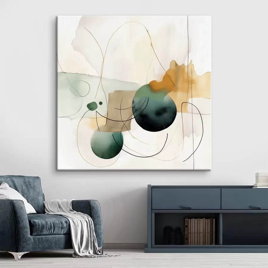  Schilderijen Ritme van ronde silhouetten in een moderne aquarelstijl s46648