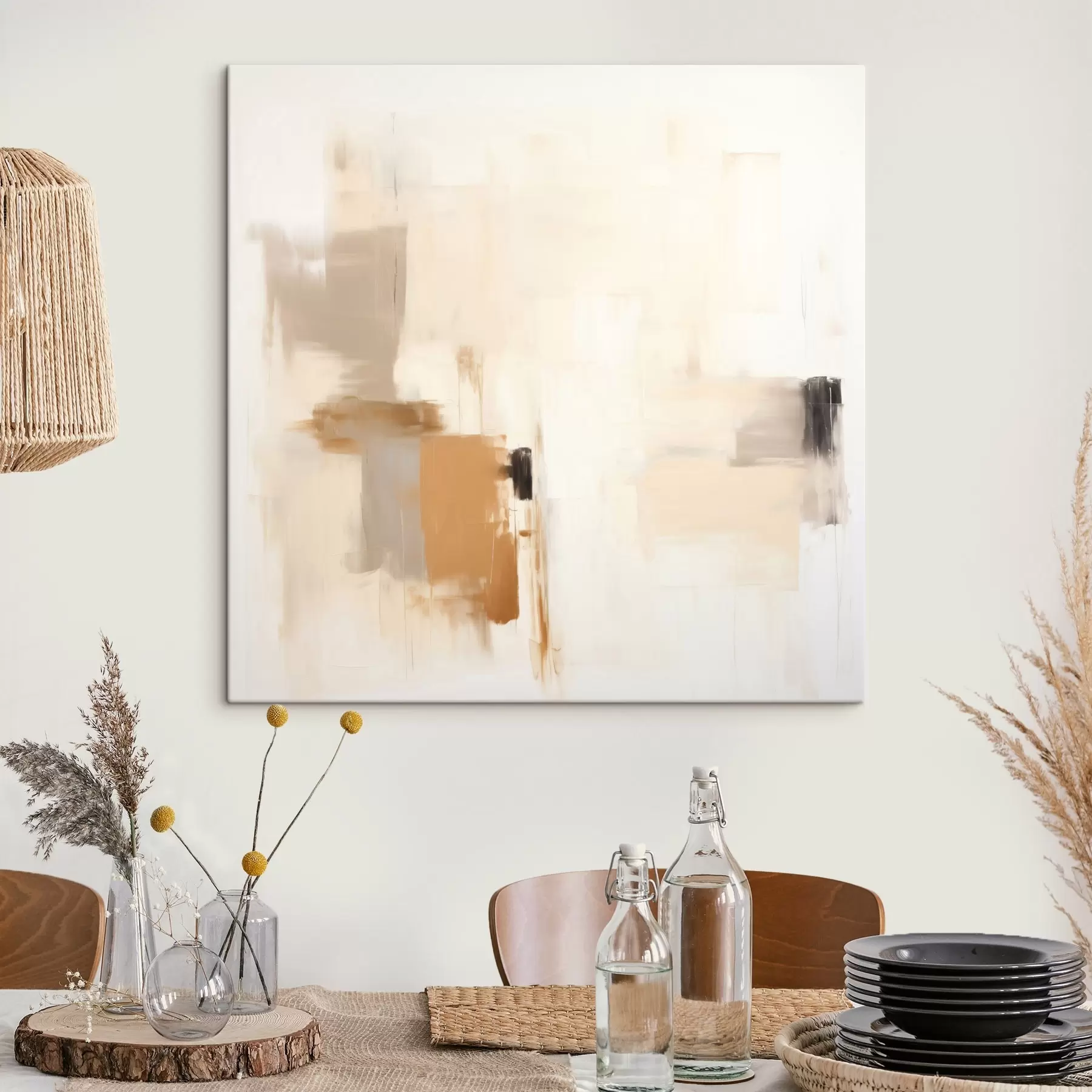  Schilderijen Abstractie met vage vormen in rustige tinten s46655