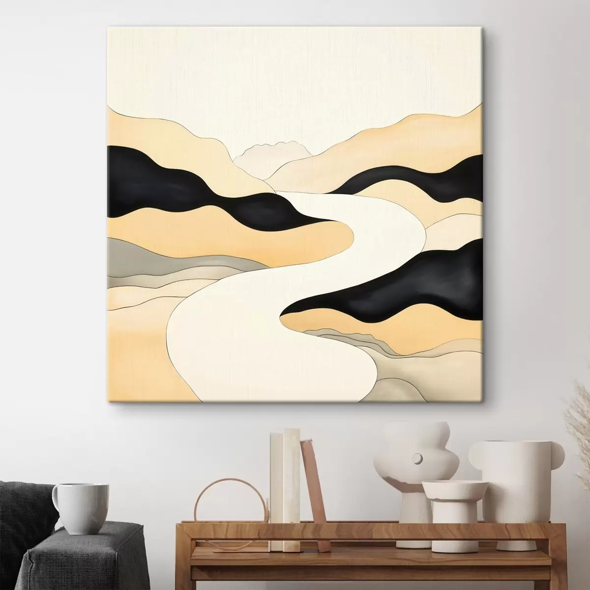  Schilderijen Artistieke compositie met contrasterende accenten in warme tinten s46663