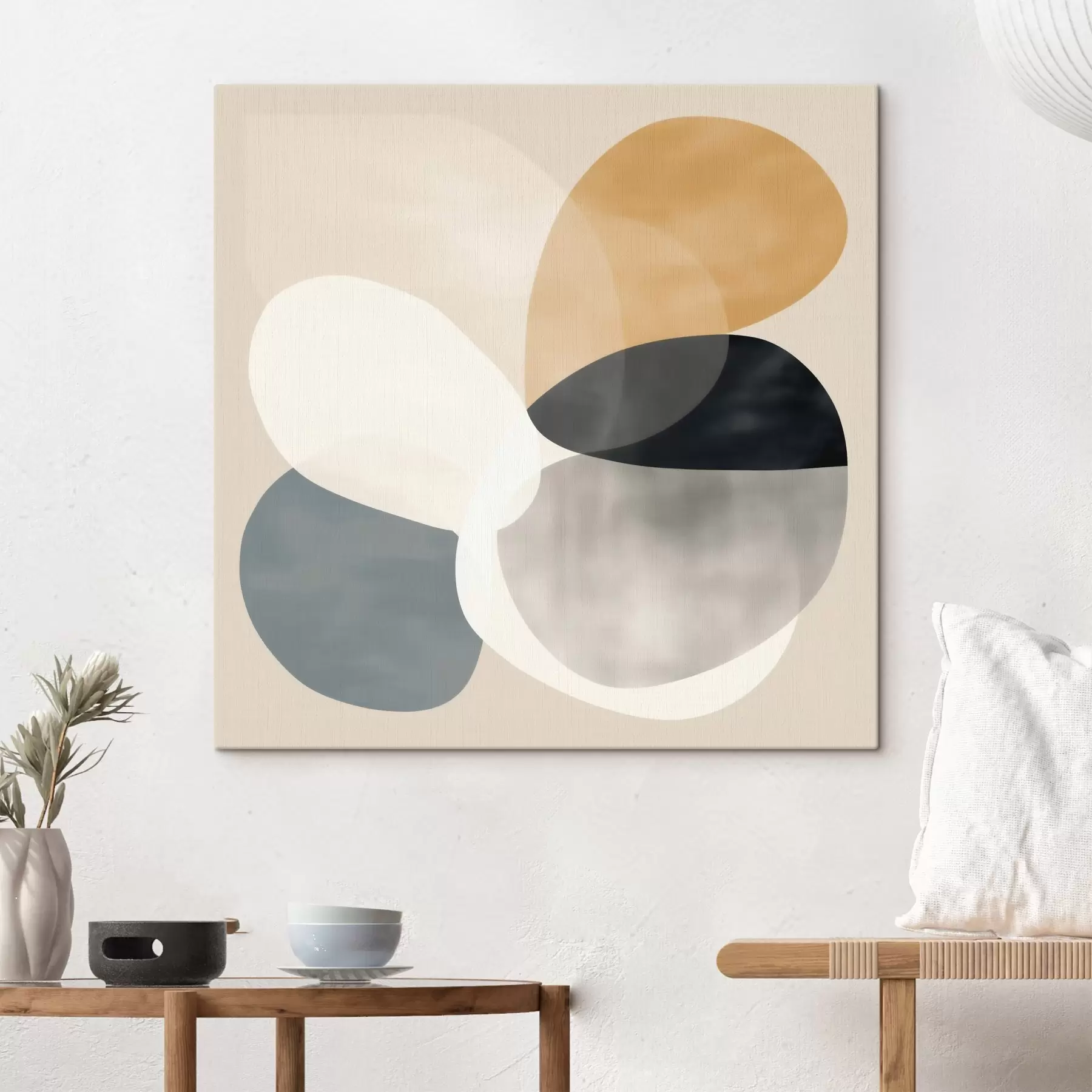  Schilderijen Minimalistische abstractie met vloeiende geometrische vormen s46664