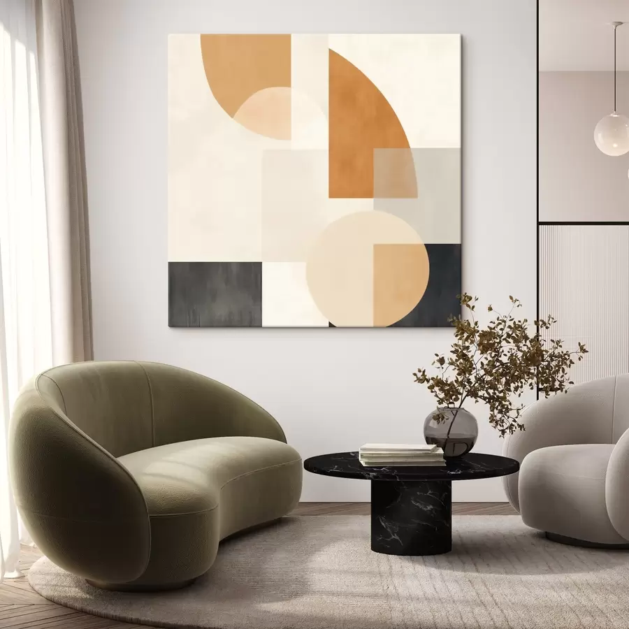  Schilderijen Artistieke geometrie die ronde en lineaire vormen combineert s46665