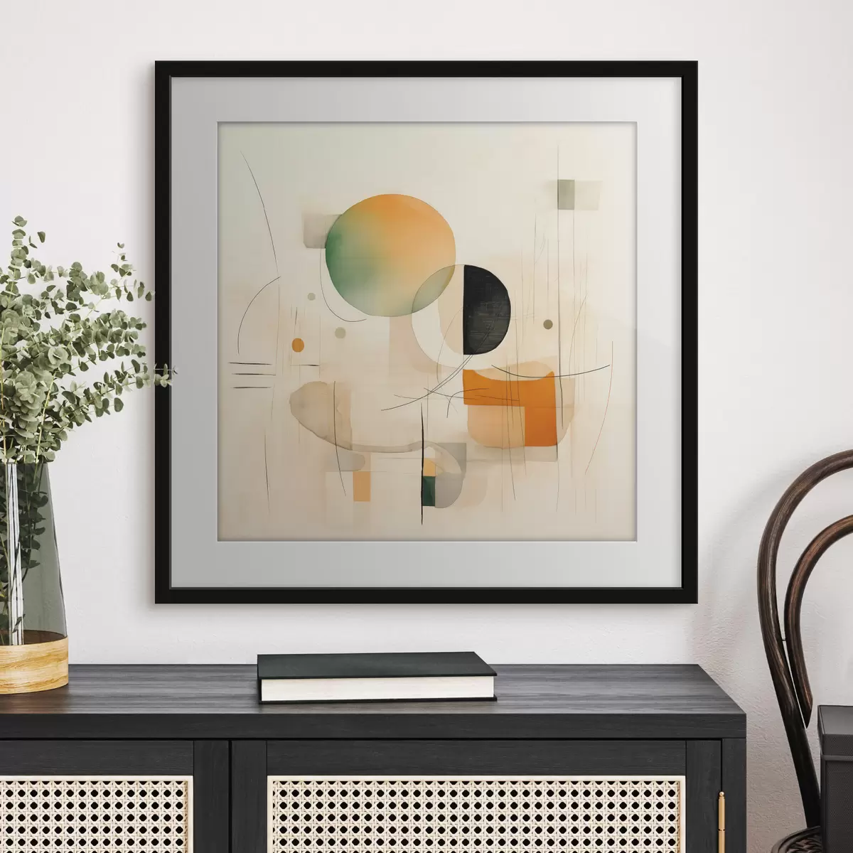 Poster Geometrische accenten in een zacht kleurenpalet in een moderne minimalistische stijl f46640