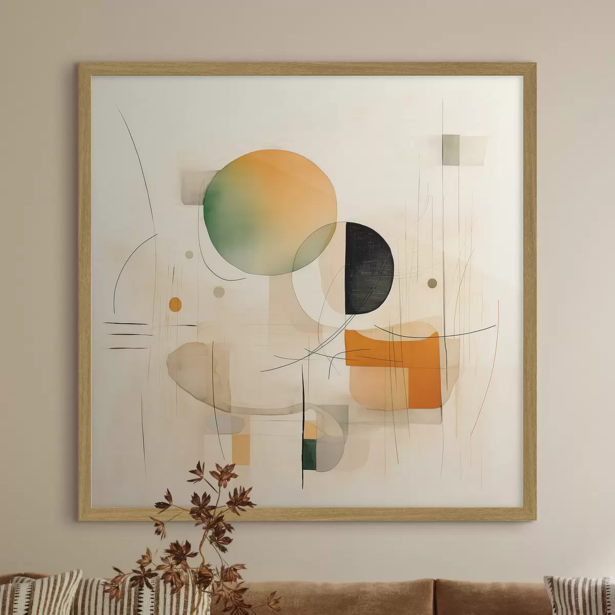 Poster Geometrische accenten in een zacht kleurenpalet in een moderne minimalistische stijl f46640