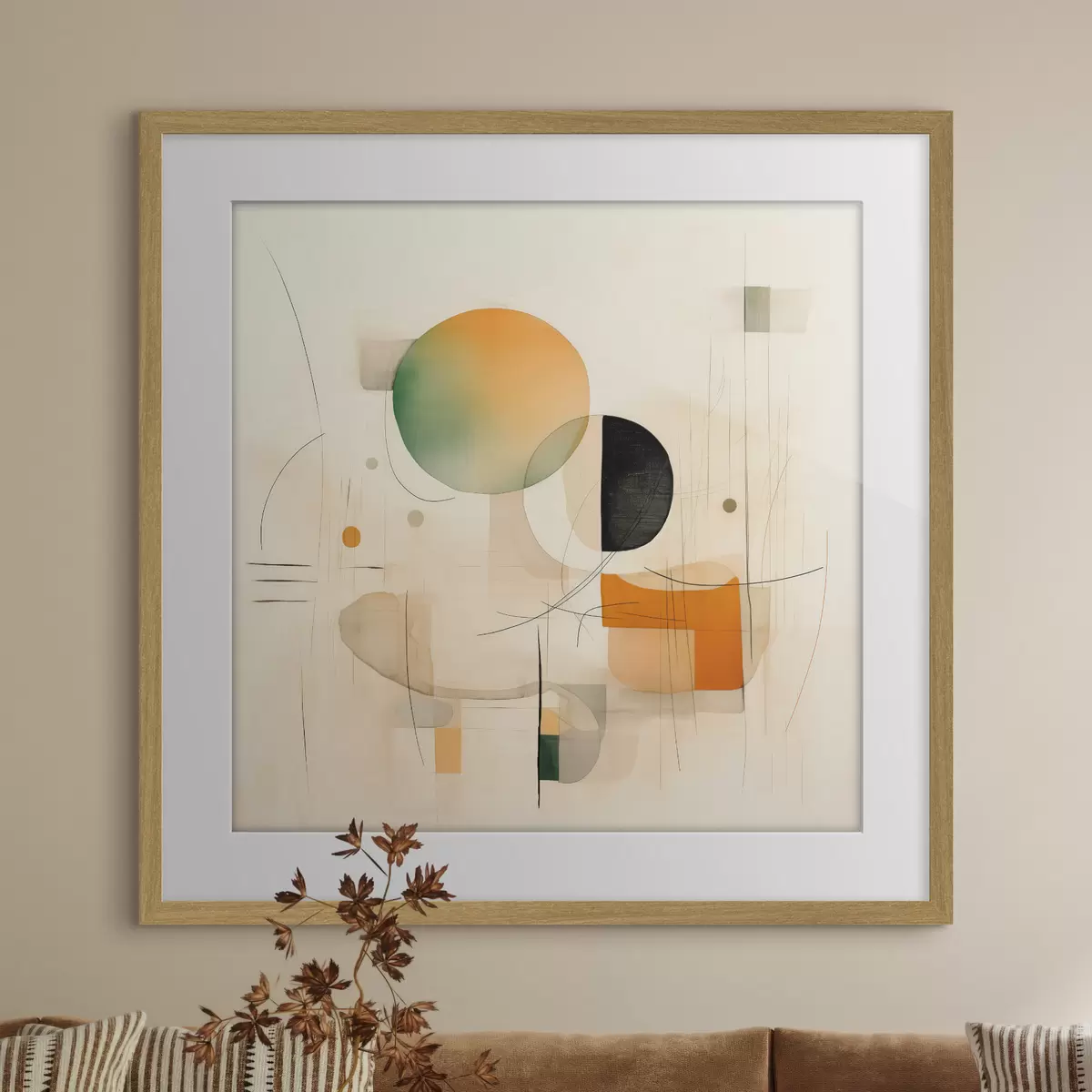 Poster Geometrische accenten in een zacht kleurenpalet in een moderne minimalistische stijl f46640