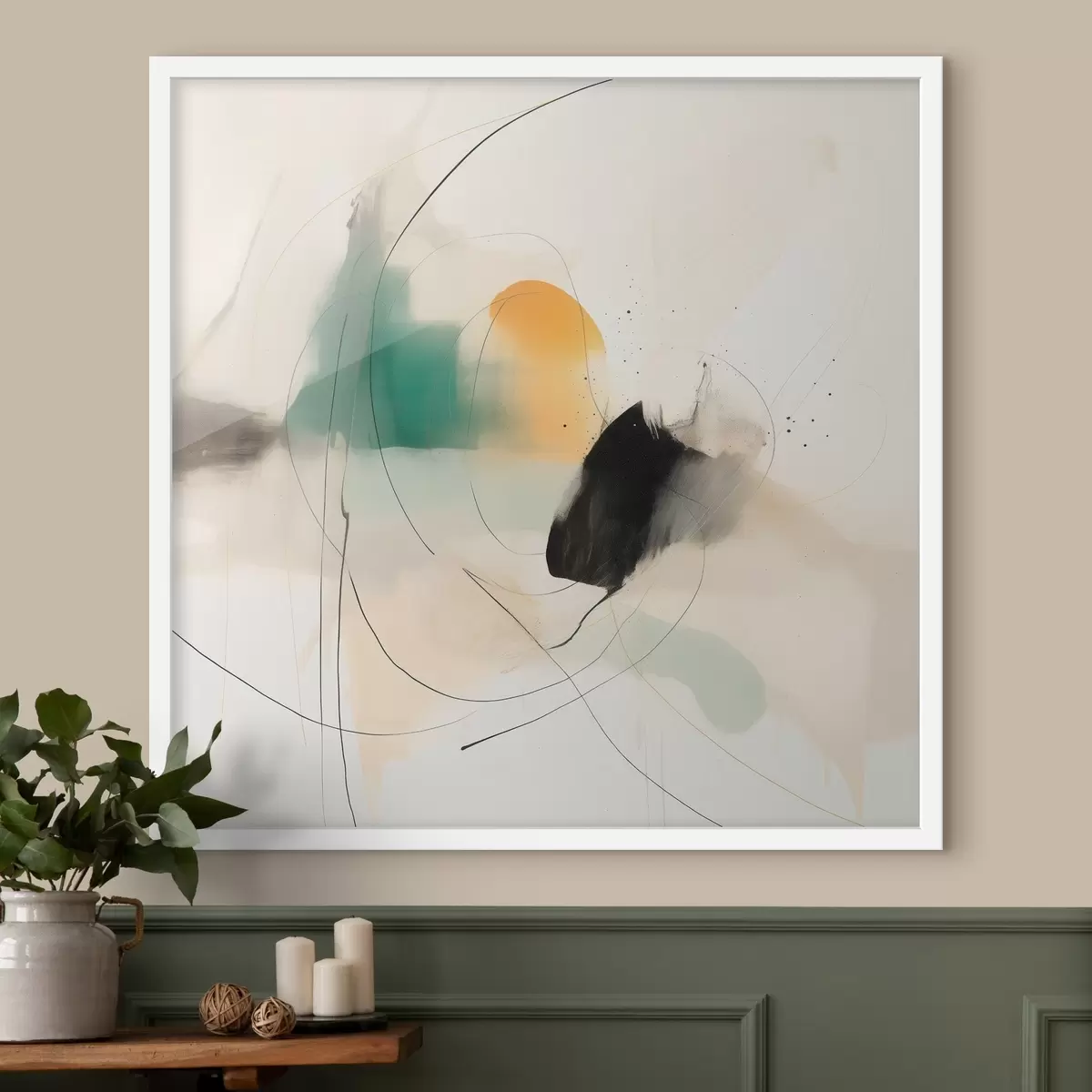 Poster Zachte kleuren en lijndynamiek in een luchtige abstracte stijl f46641