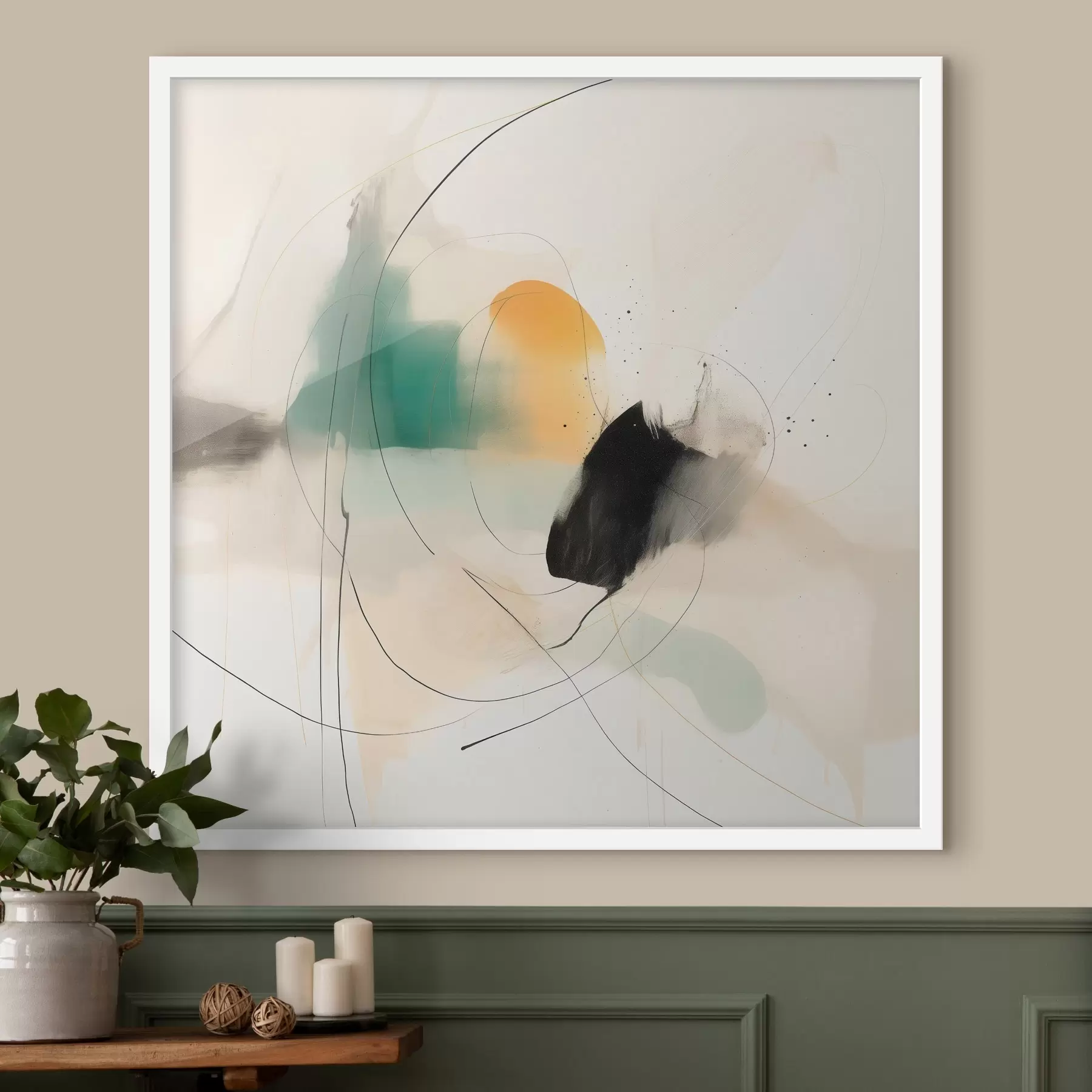 Fotobehang Zachte kleuren en lijndynamiek in een luchtige abstracte stijl f46641