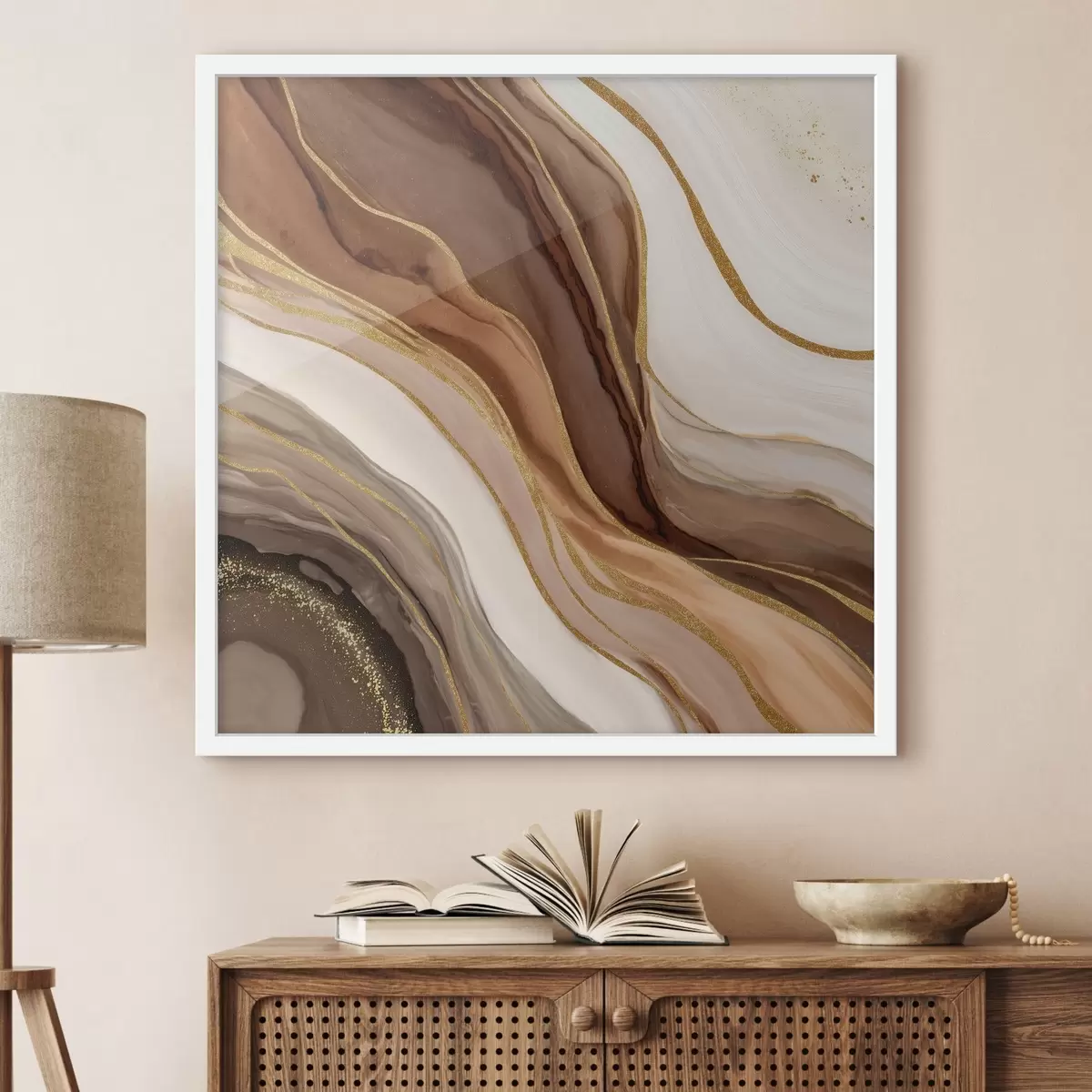 Poster Stenen compositie in houttinten f46642