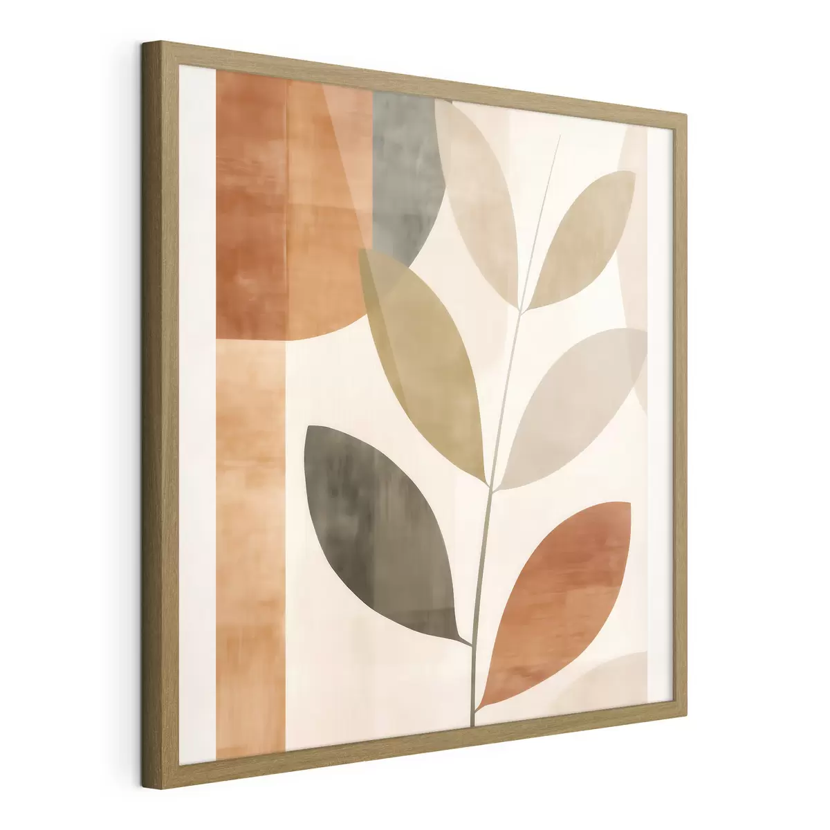 Poster Warme bladcompositie in een lyrische minimalistische stijl f46646