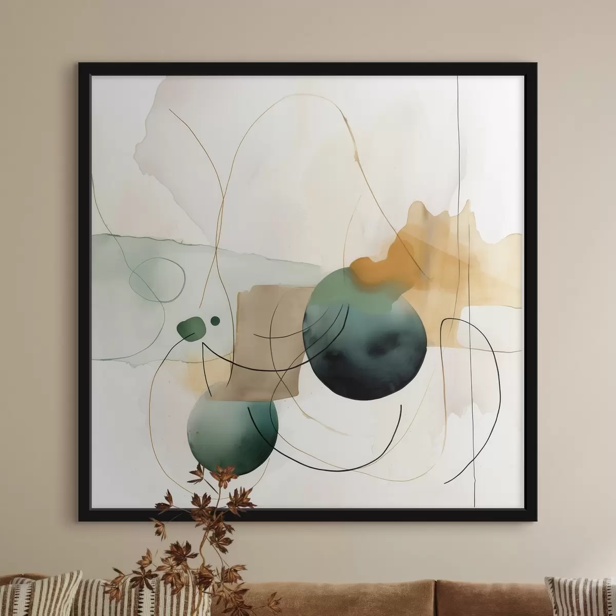 Poster Ritme van ronde silhouetten in een moderne aquarelstijl f46648