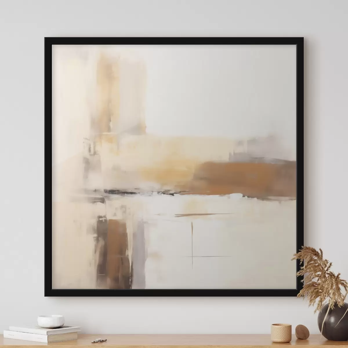 Poster Lichte abstracte compositie in warme tinten f46654