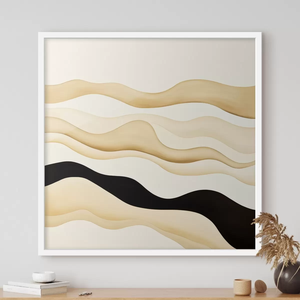 Poster Decoratief motief met vloeiende lijnen in een contrasterend kleurengamma f46662