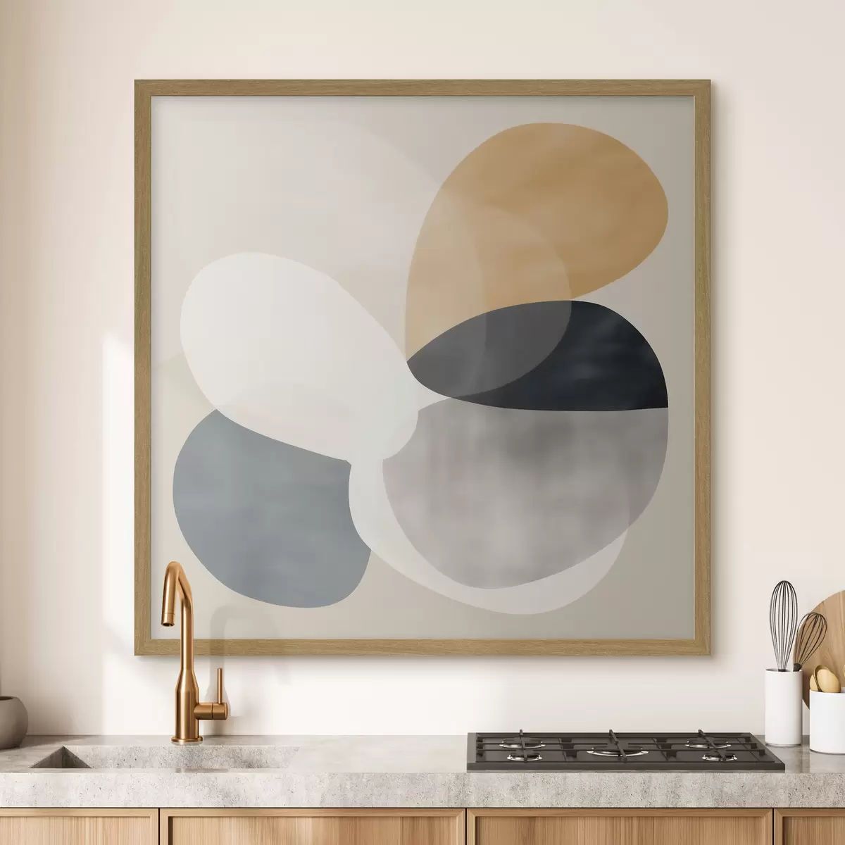 Poster Minimalistische abstractie met vloeiende geometrische vormen f46664