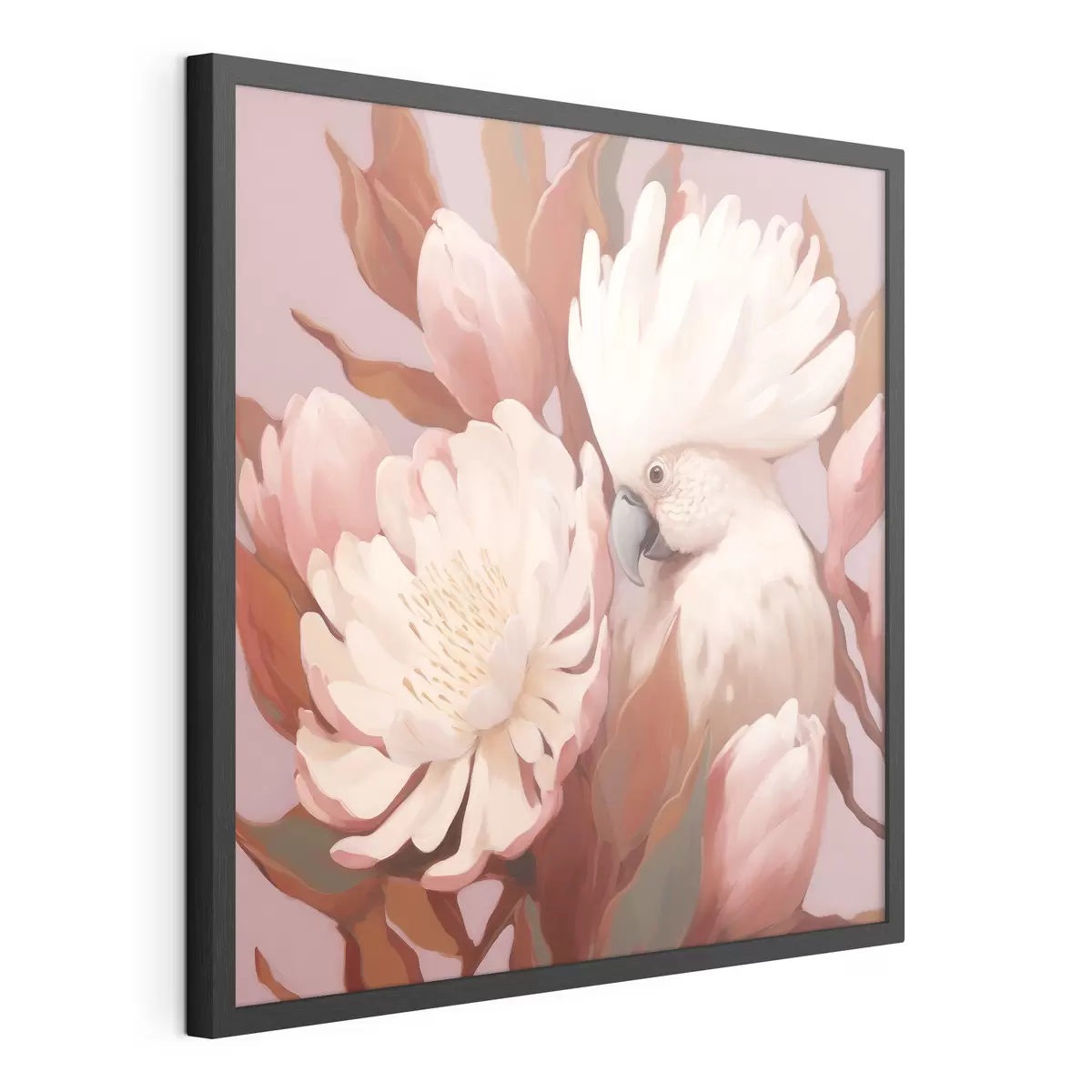 Poster Abstracte artistieke vogel in een bloemencompositie f46667