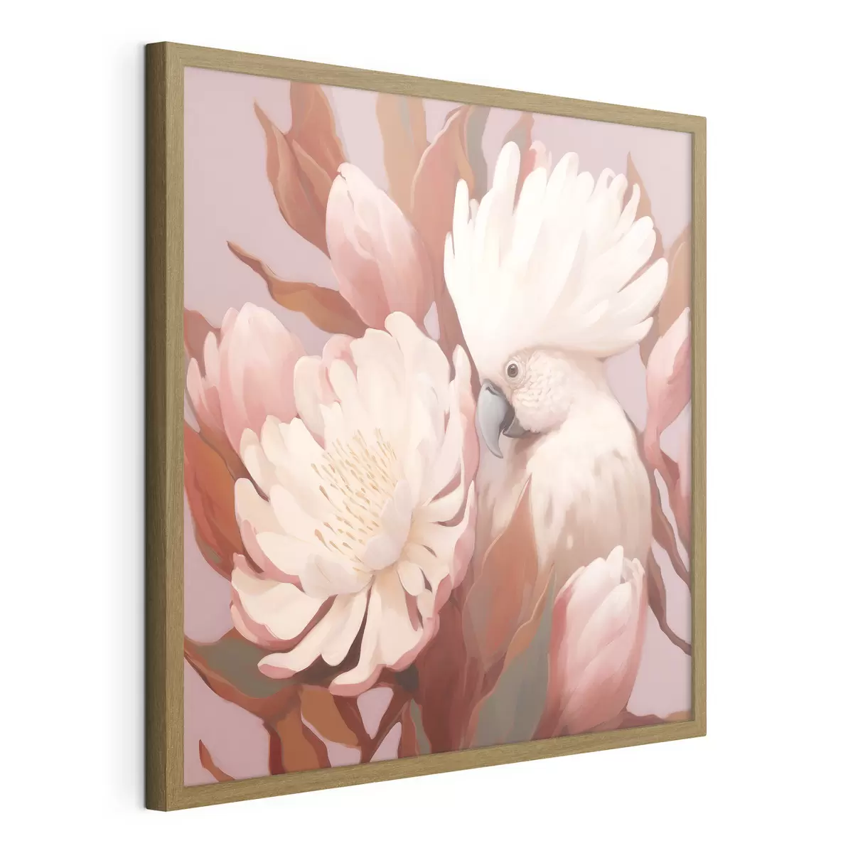 Poster Abstracte artistieke vogel in een bloemencompositie f46667