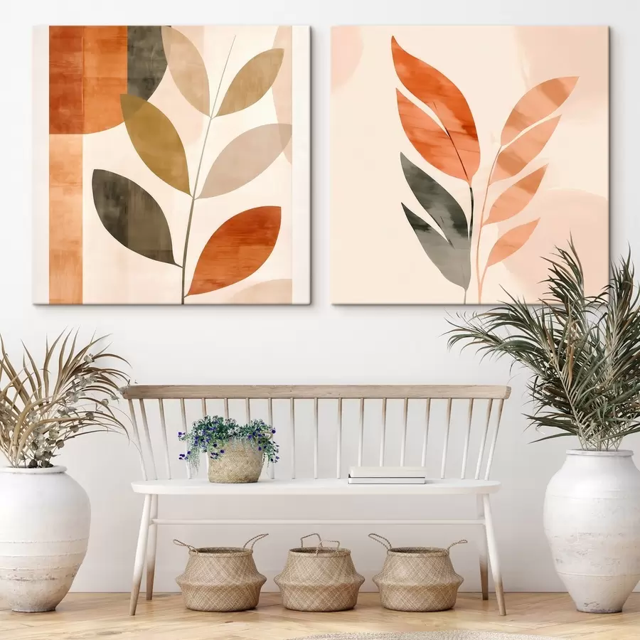  Schilderijen Gestileerde plantafbeelding in een rustig kleurenschema m00984