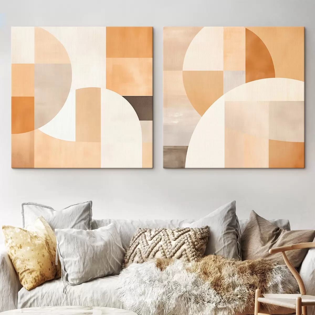  Schilderijen Compositie met grote vormen en zachte kleurblokken m00986