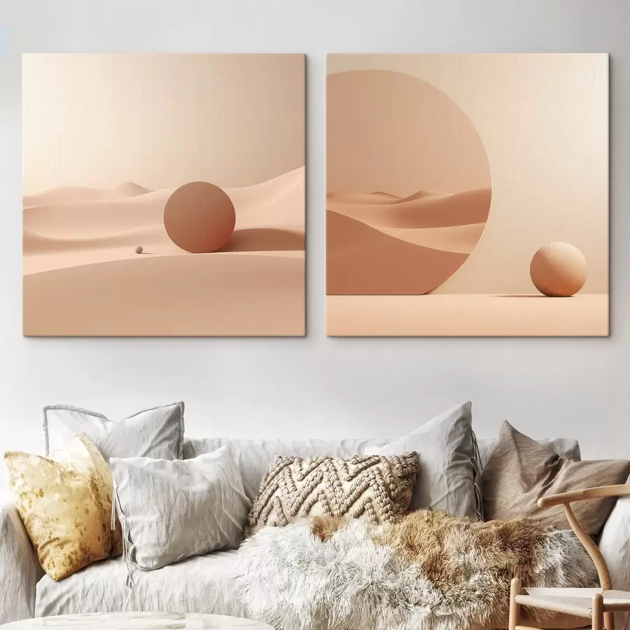  Schilderijen Compositie met rustige ruimtes en een geometrische vorm m00990