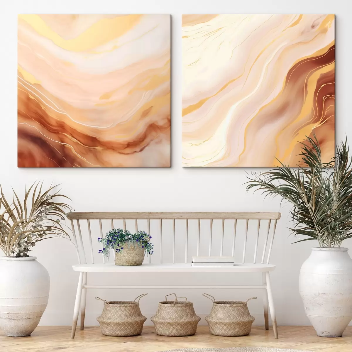  Schilderijen Lichte golvende structuren in aquareltechniek m00991