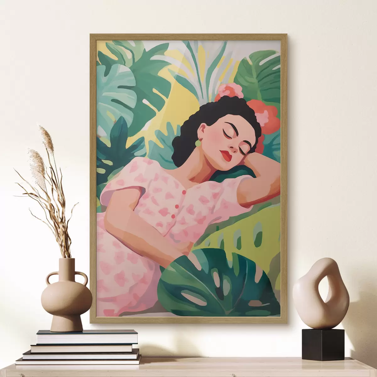 Poster Meisje in bladeren f46807