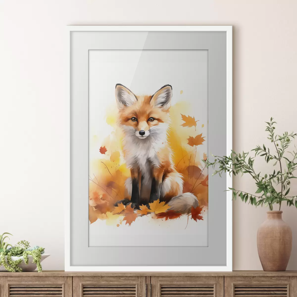 Poster Kleine vos, imitatie aquarel f46768