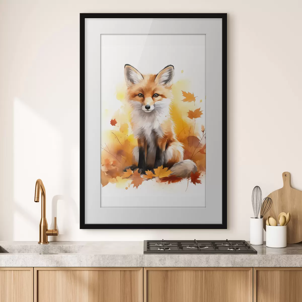 Poster Kleine vos, imitatie aquarel f46768