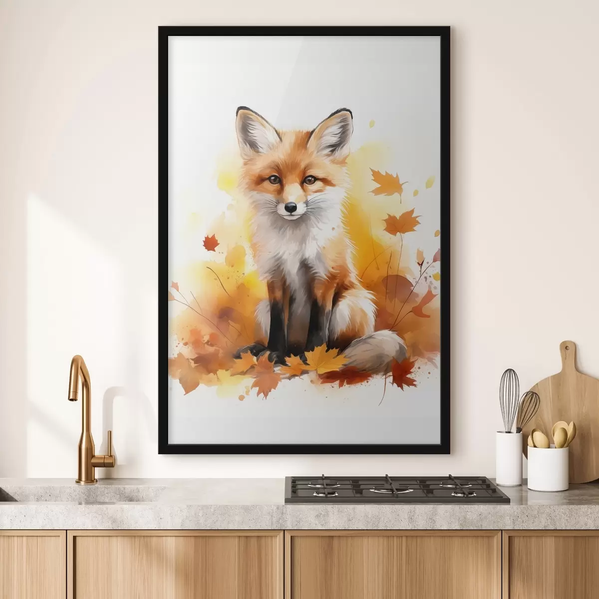 Poster Kleine vos, imitatie aquarel f46768