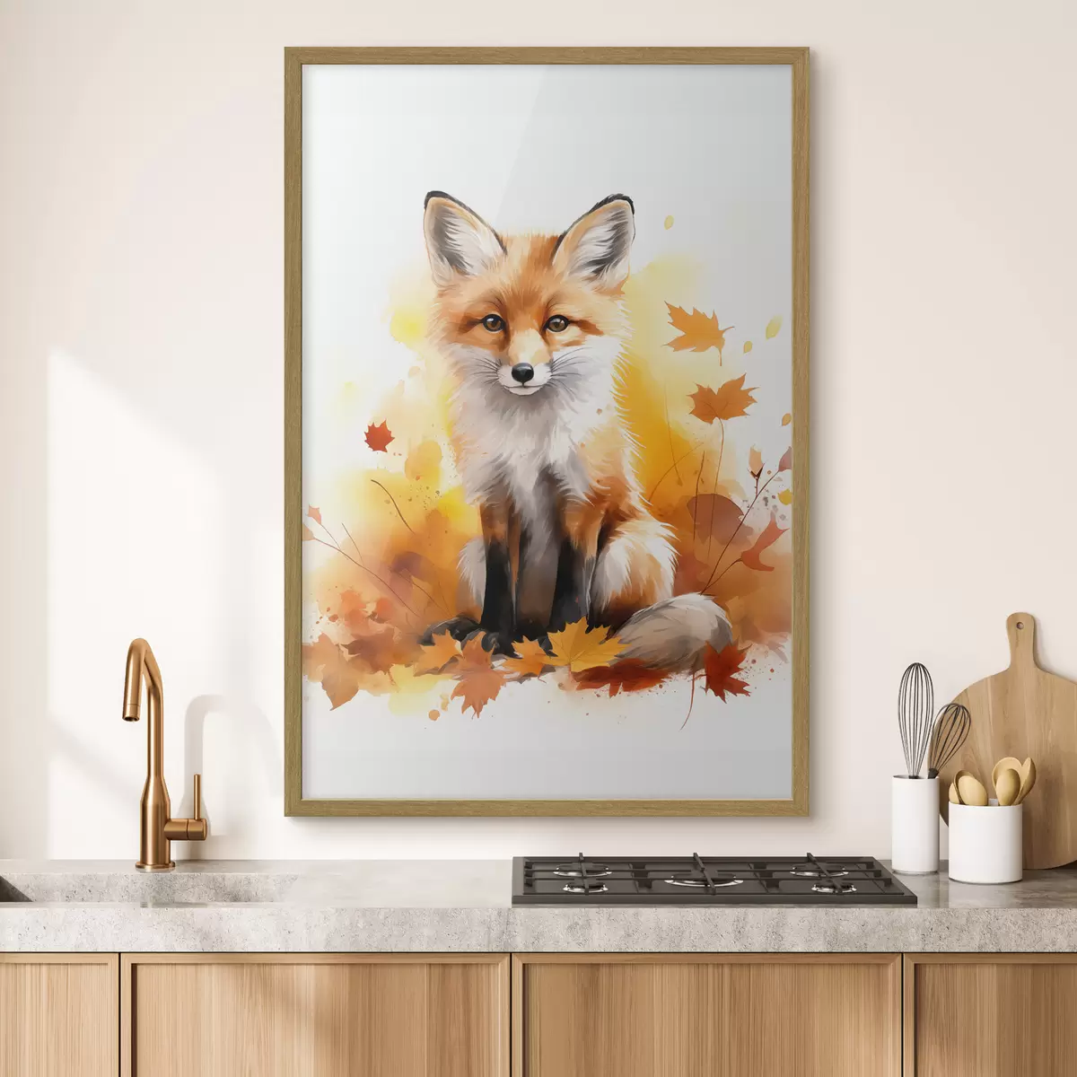 Poster Kleine vos, imitatie aquarel f46768