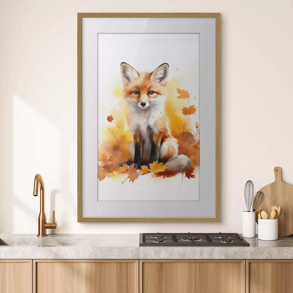 Poster Kleine vos, imitatie aquarel f46768