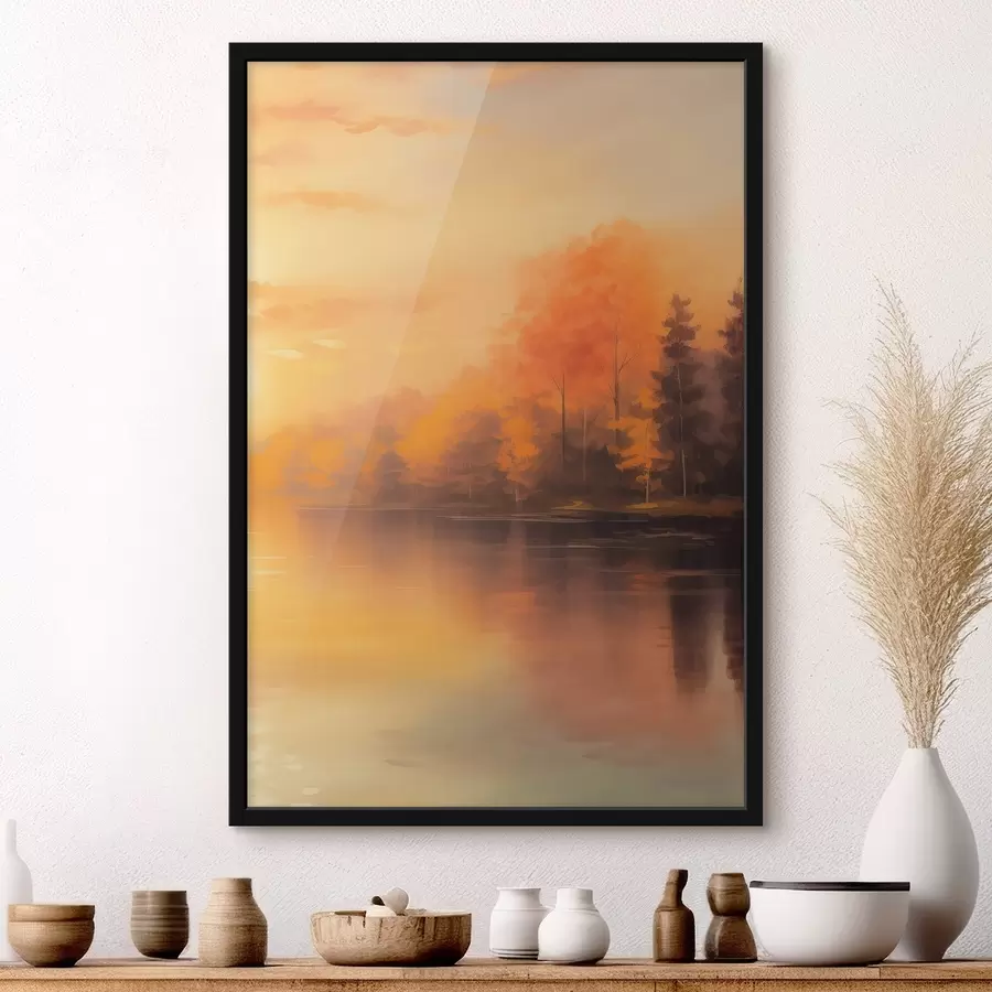 Fotobehang Bos bij een vijver f46772