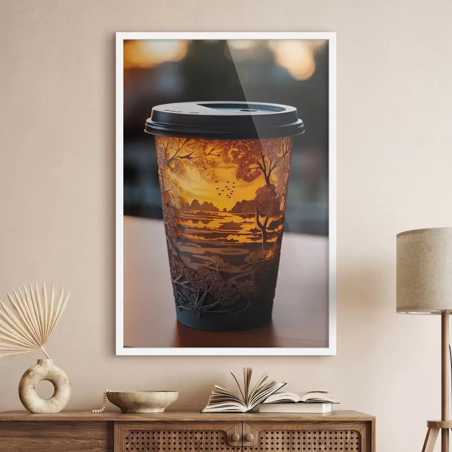 Fotobehang Glas koffie met een natuurmotief f46776