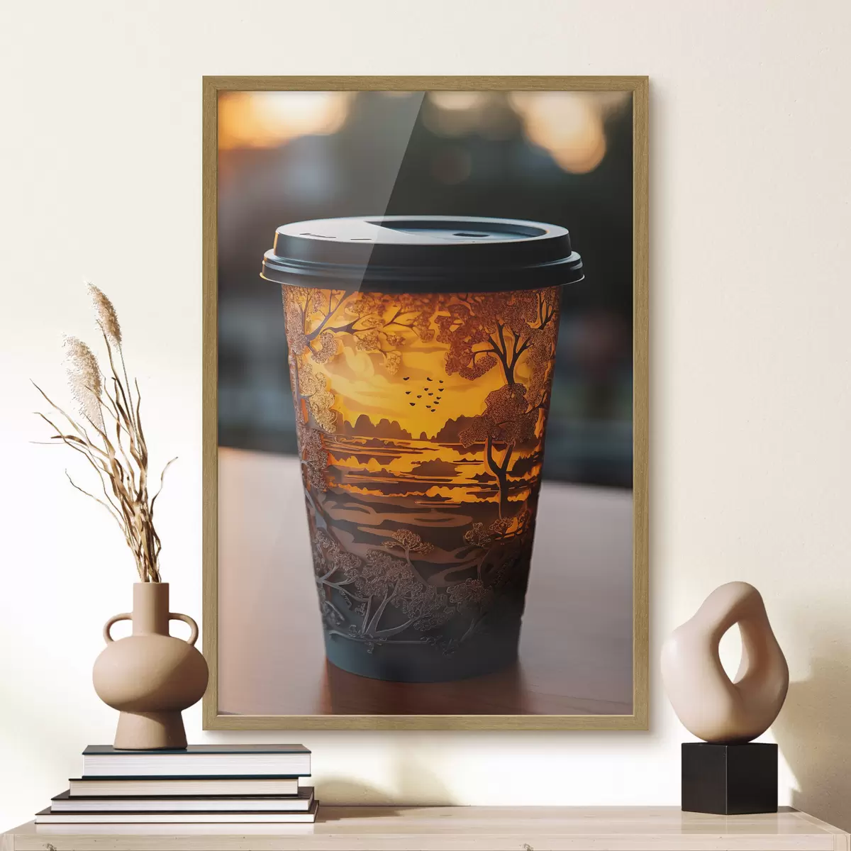 Poster Glas koffie met een natuurmotief f46776