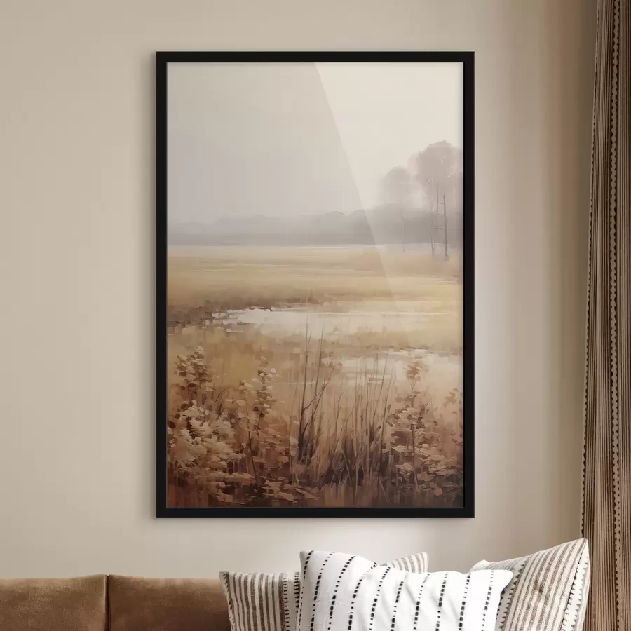 Fotobehang Gedroogde bloemen in een veld f46780