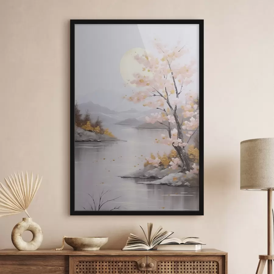 Fotobehang Abstracte landschapsimitatie van schilderkunst f46840