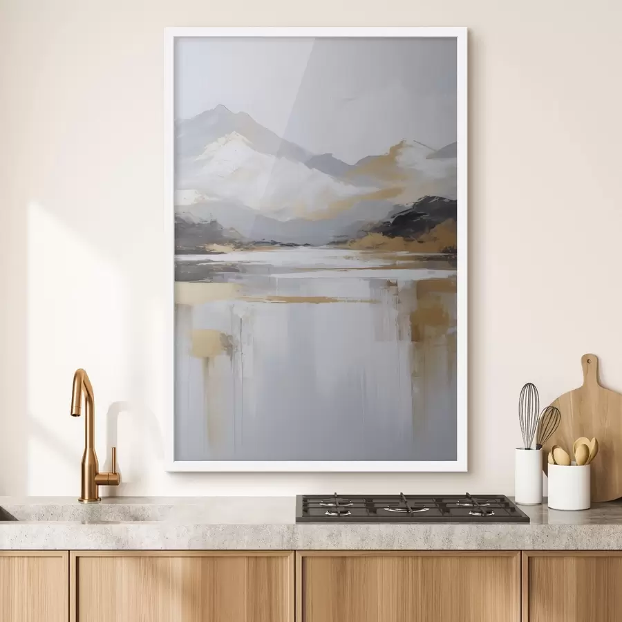 Fotobehang Abstracte imitatie van een berglandschap uit de schilderkunst f46841