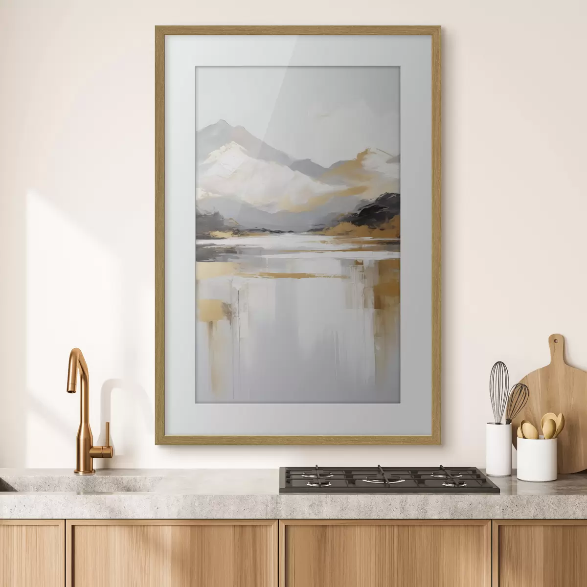 Poster Abstracte imitatie van een berglandschap uit de schilderkunst f46841
