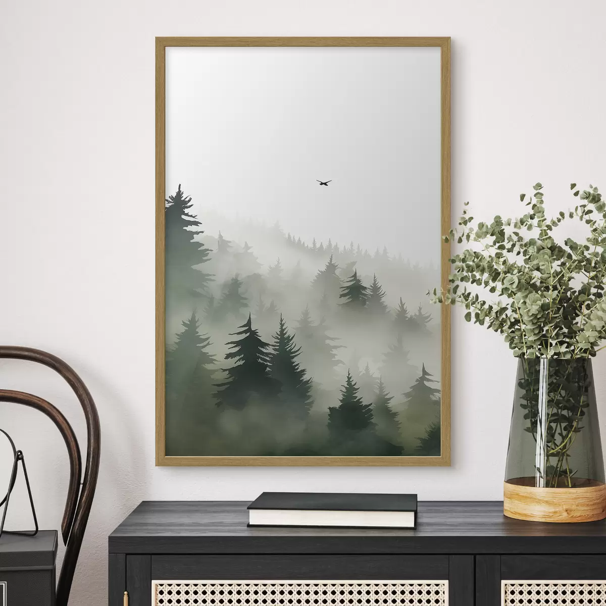 Poster Bos in de mist f46875