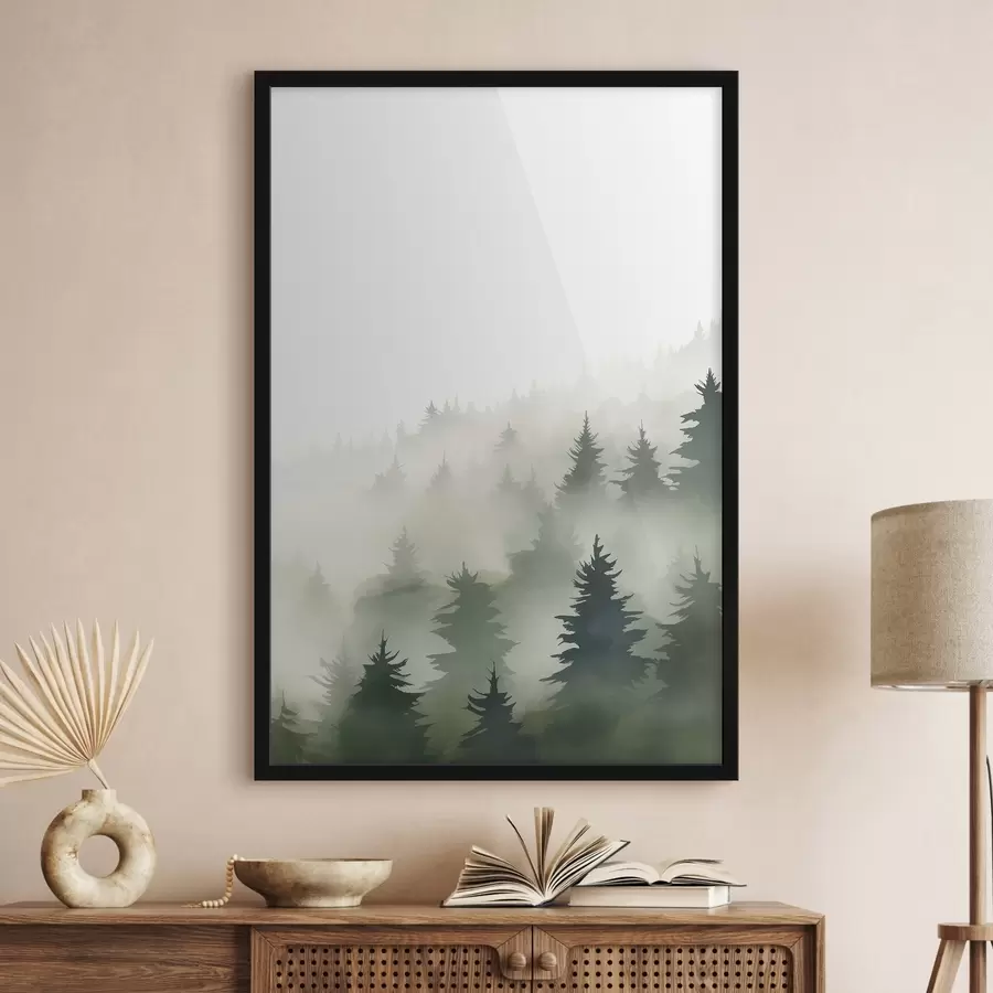 Fotobehang Mistig bos f46876