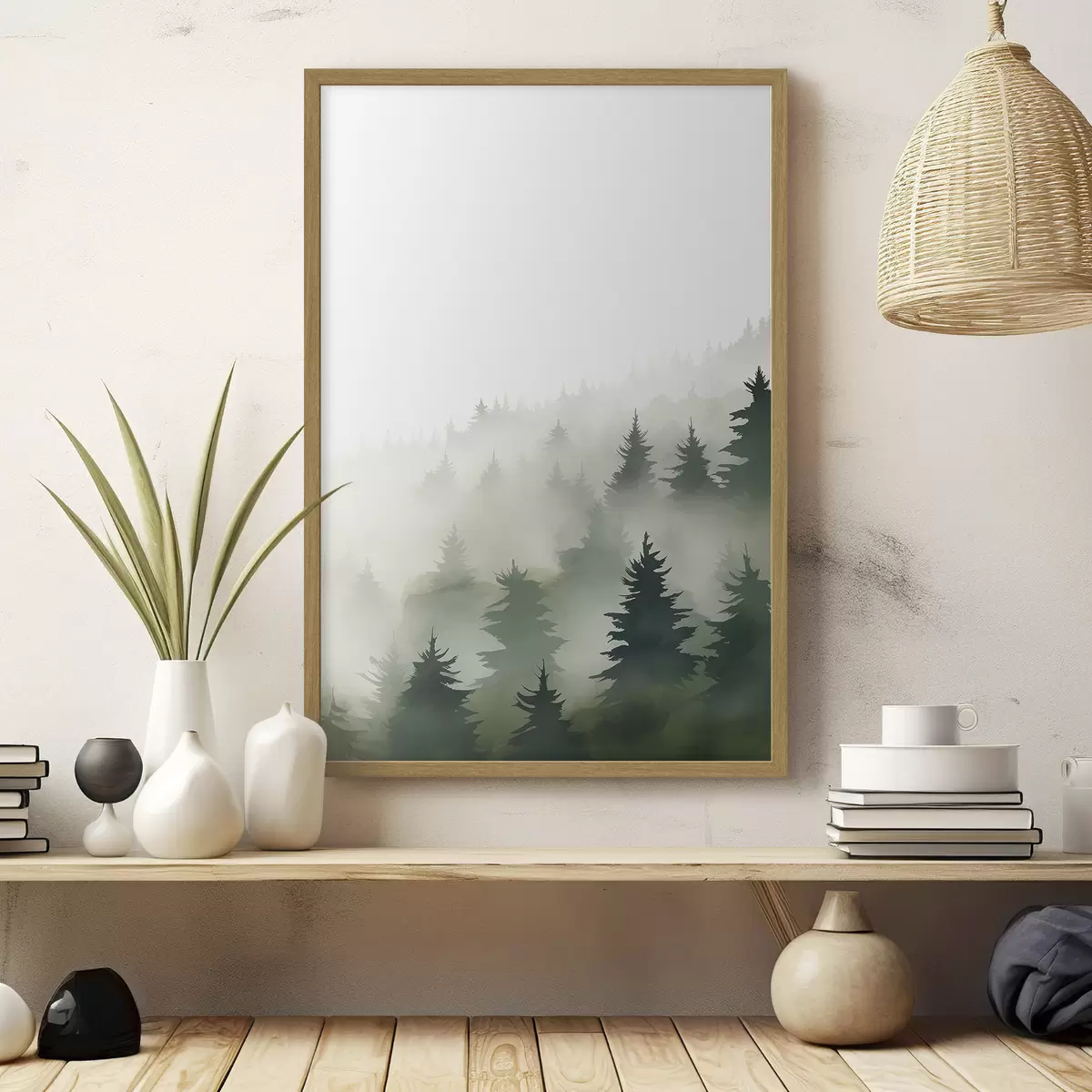 Poster Mistig bos f46876