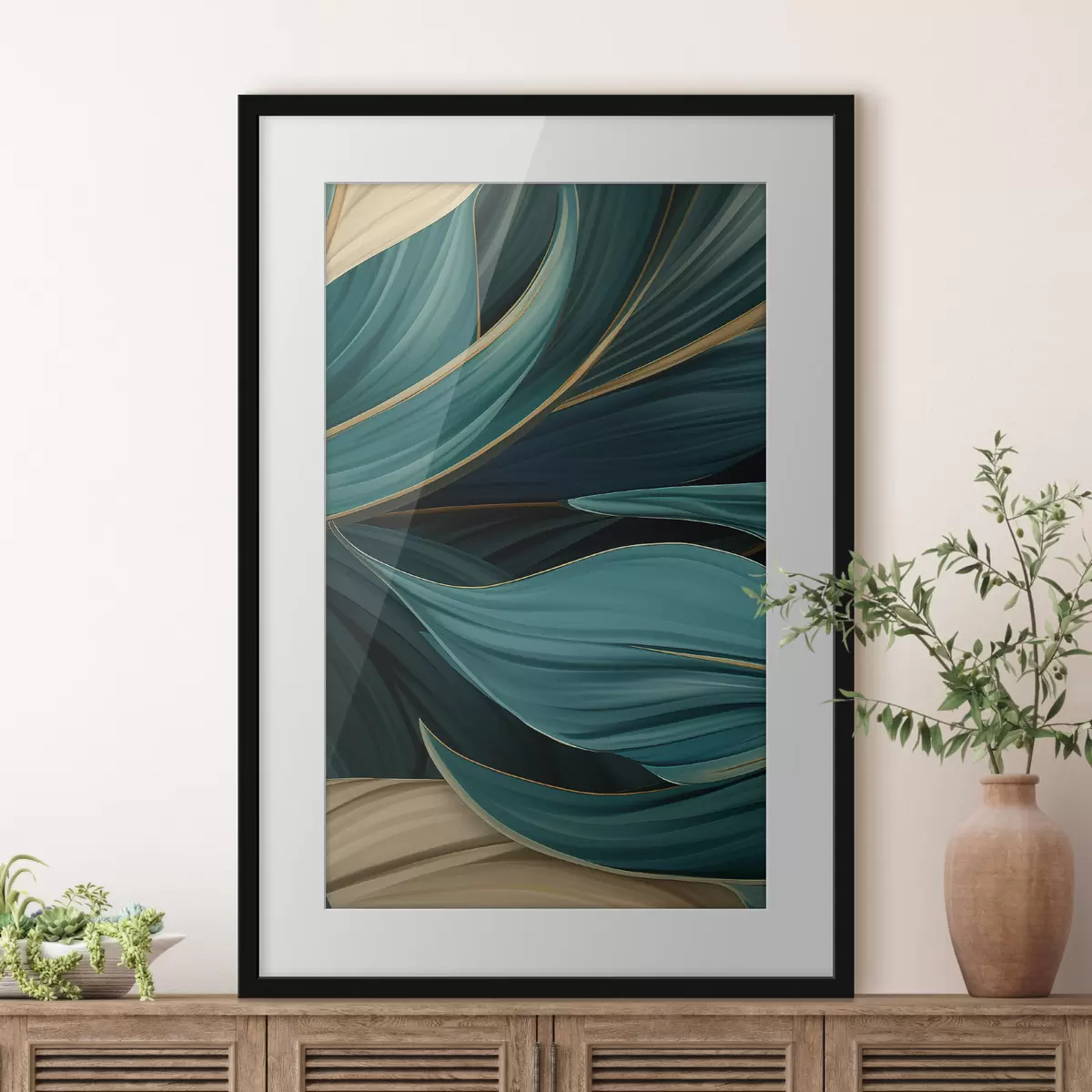 Poster Groene abstracte bladeren f46879