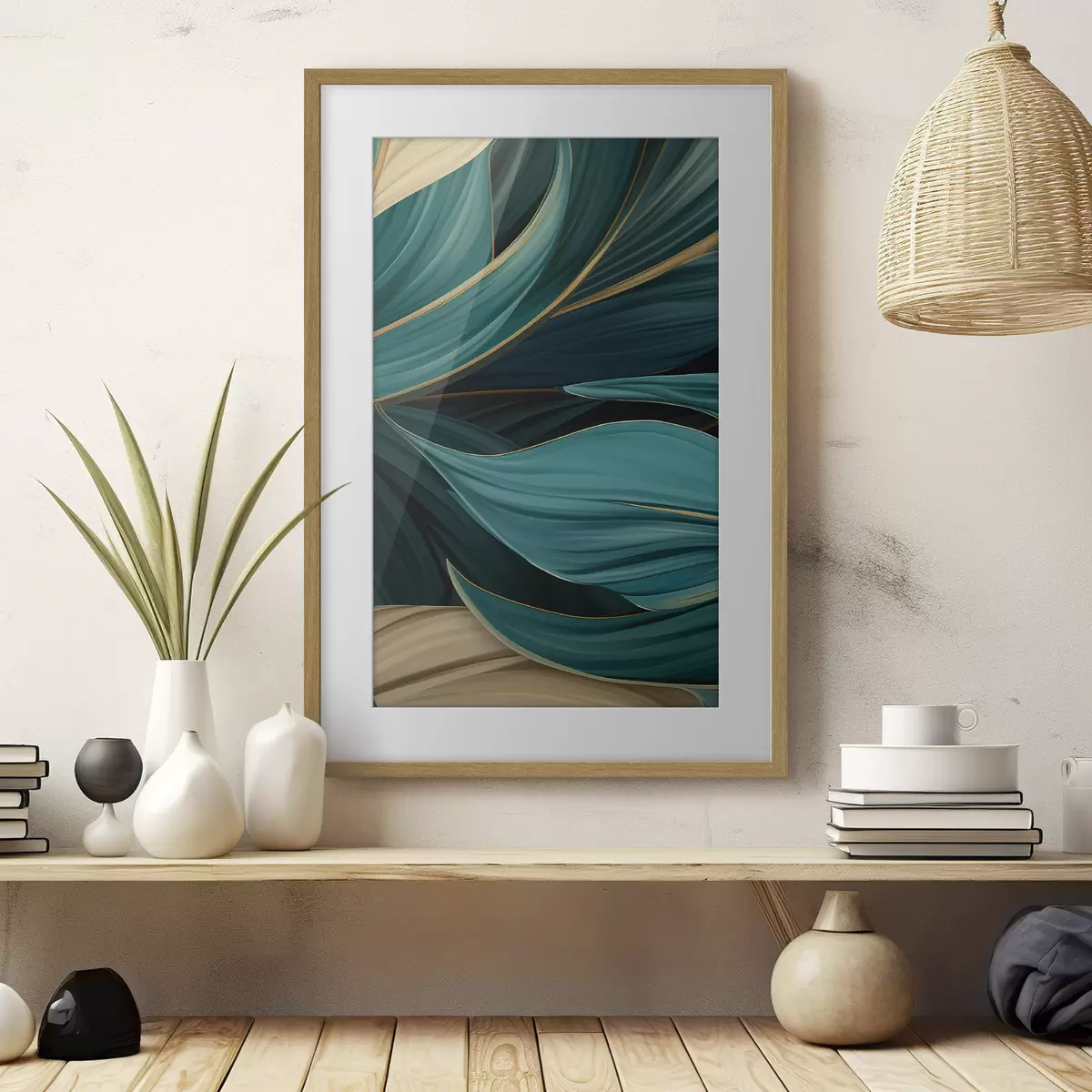 Poster Groene abstracte bladeren f46879