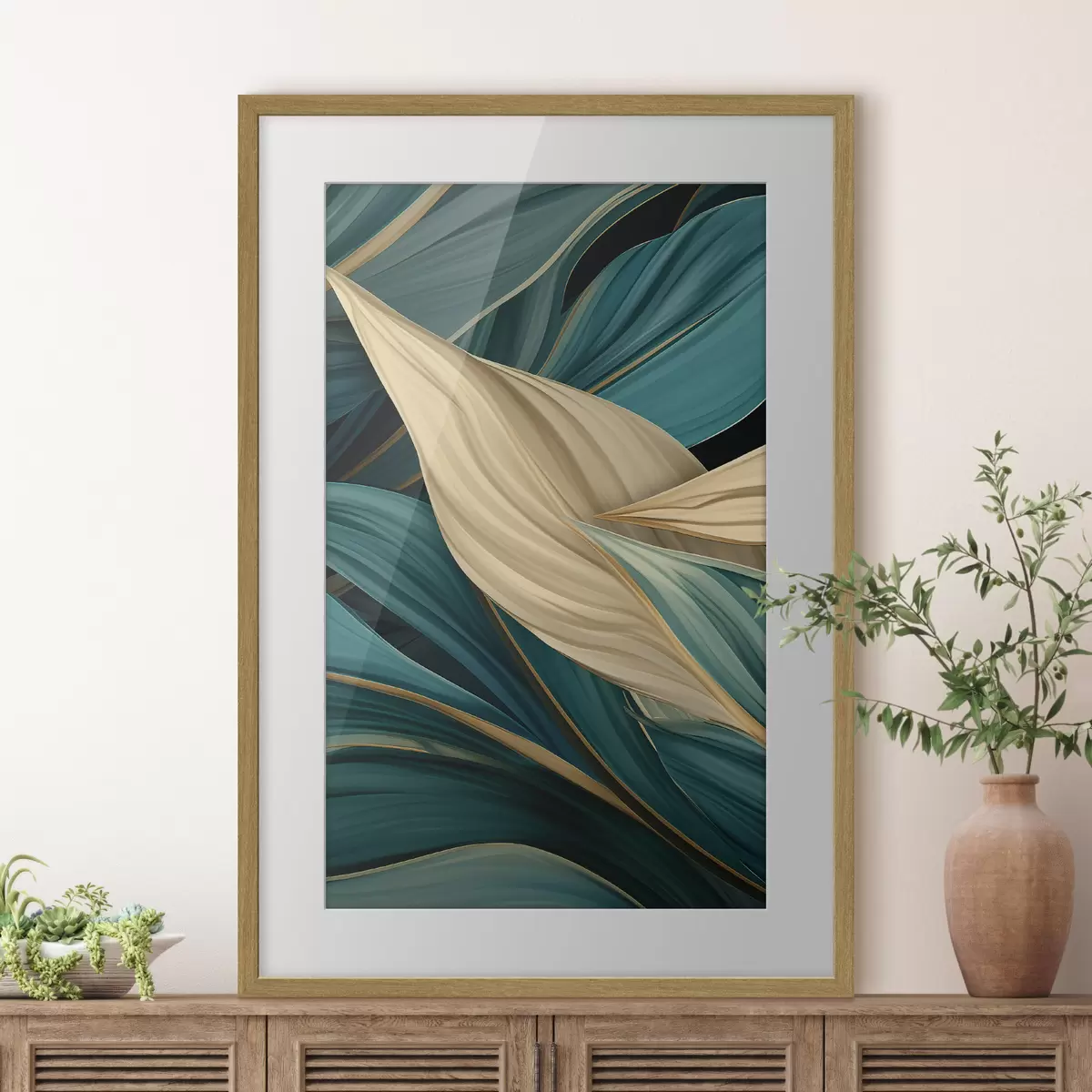 Poster Grote abstracte bladeren f46880