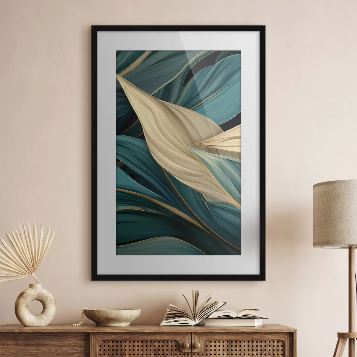 Poster Grote abstracte bladeren f46880